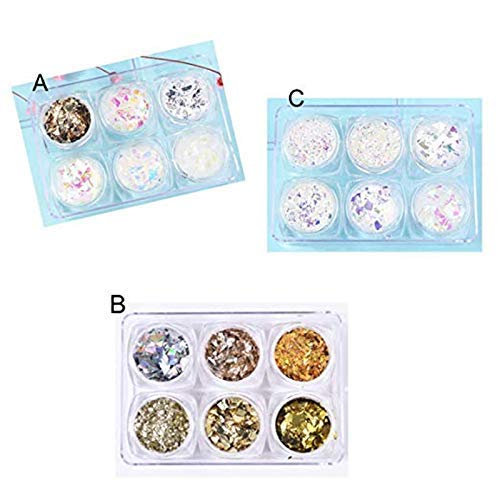 3 Case(18pots) Gold Silver Irregular Aluminum Foil Paper Nail Art Sticker Set 3D Glitter DIY Manicure UV Gel Polish Nail Sequins Decoration Tools - BeesActive Australia