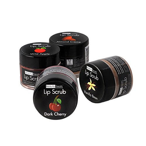 4pc Beauty Treats Lip Scrub with Almond Creme Wild Apple Vanilla Bean Dark Cherry All 4 Full Set - BeesActive Australia
