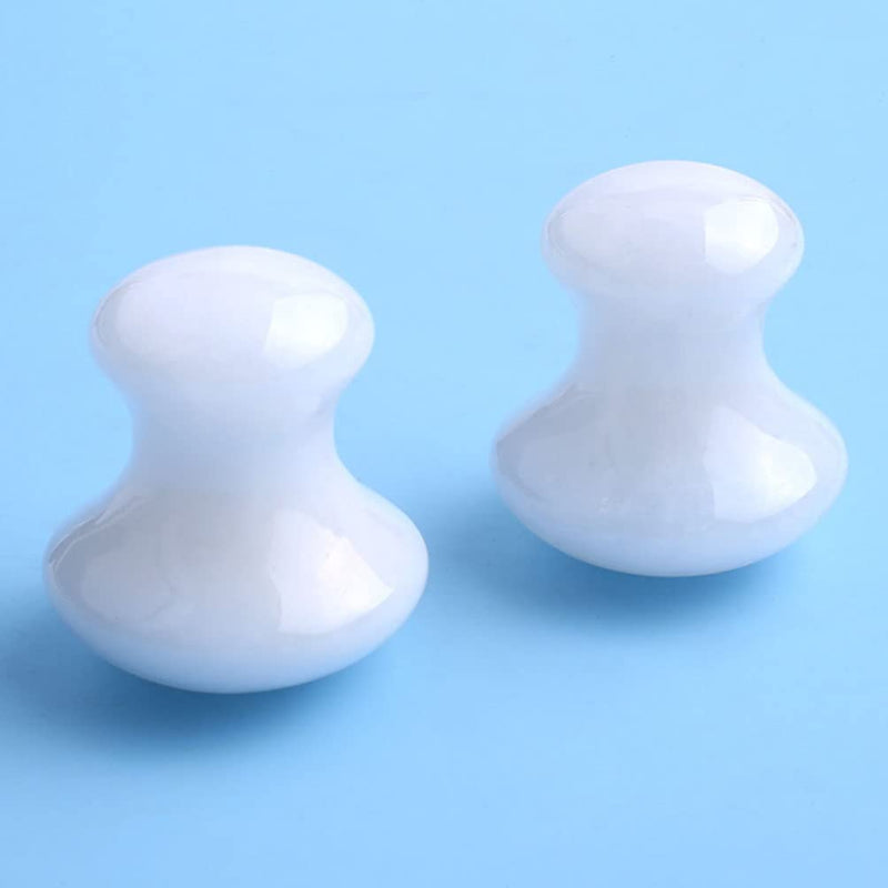 OSALADI 2Pcs Gua Sha Tools Quartz Mushroom Face Massager Health Jade Stones Mushroom Scraping Massage Tool for Women Home Spa, White - BeesActive Australia