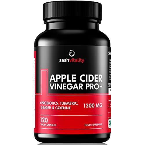Raw Apple Cider Vinegar Complex 1300MG with Turmeric, Ginger, Probiotics 200 Billion & Prebiotics, Cayenne Pepper, Turmeric, Ginger, Black Pepper & Flaxseed - 120 Vegan Certified Capsules | UK Made - BeesActive Australia