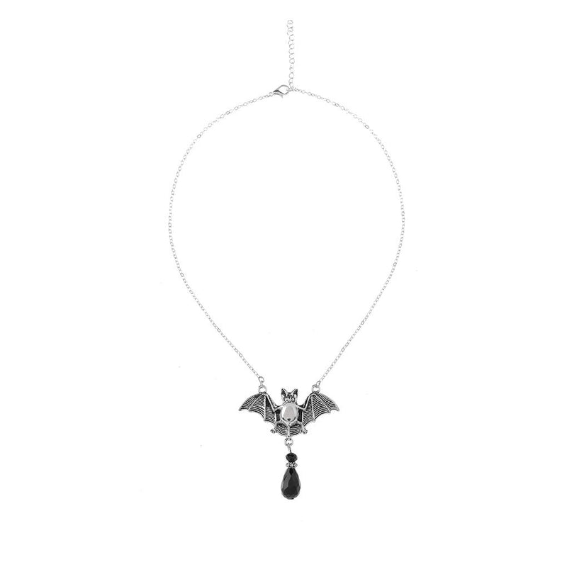 Yalice Vintage Gothic Bat Necklace Chain Black Rhinestone Pendant Necklaces Jewelry for Women and Girls Silver - BeesActive Australia