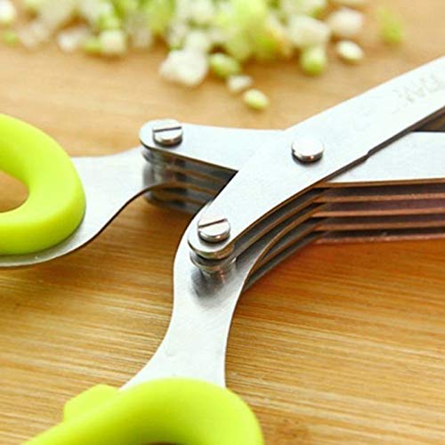 Multifunctional 5 Layers Stainless Steel Knives Multi-Layers KItchen Scissors Scallion Cutter Herb Laver Spices Cook Tool Cut (5 Layers) - BeesActive Australia