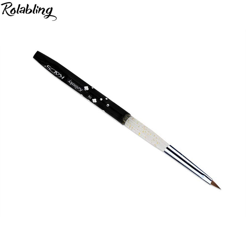 Rolabling Size 4# Black 100% Kolinsky Sable Acrylic Nail Art Brushes UV Gel Nail Painting Pen Brushes (Size 4) - BeesActive Australia