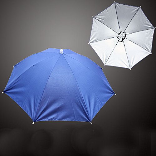 [AUSTRALIA] - Accinouter Umbrella Hat, Folding Headwear 26" Hands Free Sunshade Double Layer Protection Parasol for Fishing Gardening Beach Camping Party (RoyalBlue, 14.2"x26"x26" (Open) 14.2"x 2" (Fold)) 