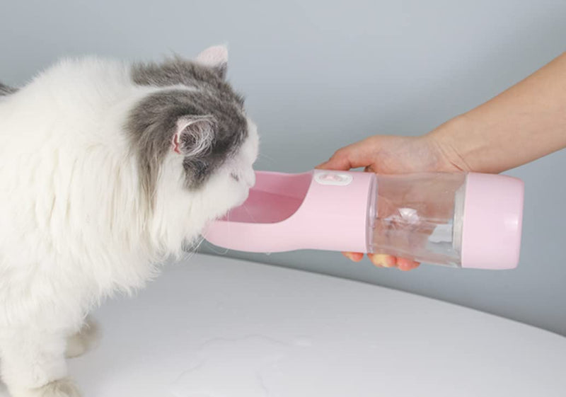 madeking Dog Water Bottle Portable Pet Water Bottle Leak Proof Dog Water Dispenser and Food, Lightweight Dog Travel Water Bottle Bowl for Walking and Trave pink - BeesActive Australia