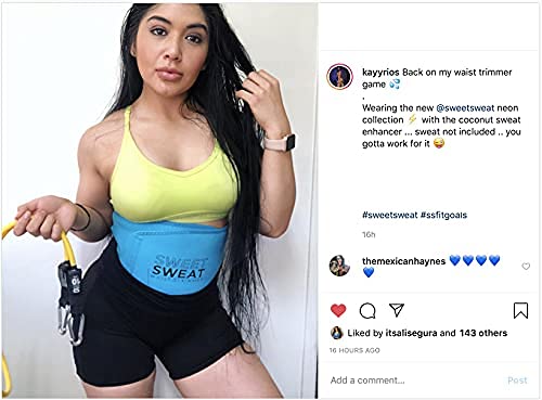Sweet Sweat Waist Trimmer 'Neon' Series | Premium Waist Trainer Band for Men & Women Neon Blue Small - BeesActive Australia