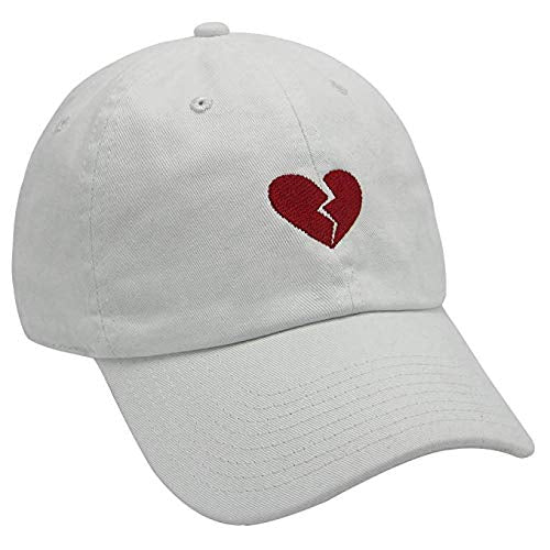 Embroidered Broken Heart Baseball Cap,Adjustable Curved Dad Hat 8 White - BeesActive Australia