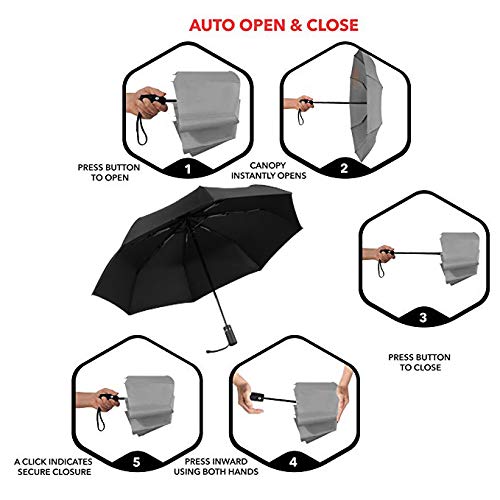 SY COMPACT Travel Umbrella Automatic Windproof Umbrellas-Factory Store black - BeesActive Australia