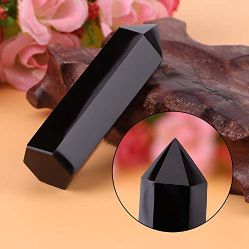 Fdit Obsidian Clear Quartz Crystal Points Healing Crystal Point Wand Tumbled Polished Gemstone for Reiki Chakra Meditation Therapy Deco - BeesActive Australia
