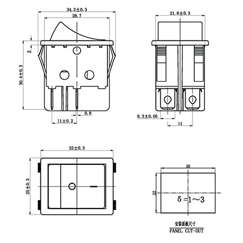 [AUSTRALIA] - DaierTek 5Pcs DPST 4 Pin Rocker Switch 220V Red Light Toggle Switch ON Off 16A 250VAC 20A 125VAC for Boat Car Motorcycle Household Appliances 