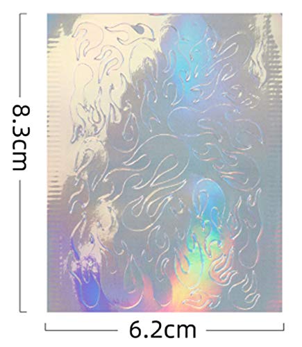 New Trend Halloween Holographic Fire Flame Nail Art Decals,Flame Reflections Nail Stickers - DIY Nail Foils Tape Adhesive Decoration 16PCS - BeesActive Australia