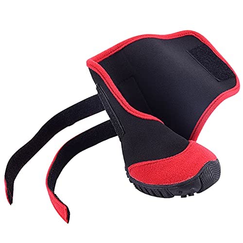 payanwin Dog Boots, Slip Resistant Waterproof 4pcs Dog Puppy Shoes for Small Medium Large Dogs with Adjustable Fastener Strap, Protect Pet Paws Easy to Wear (Red and Black) XL - BeesActive Australia