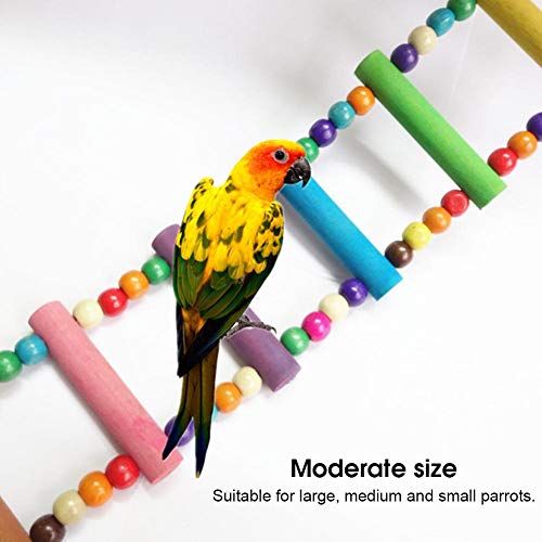 TOPINCN Natural Wood Climbing Ladder Toy Colorful Natural Wood Beads Climbing Ladder Toy Parakeet Swing Bird Toy with Hanging Hook - BeesActive Australia