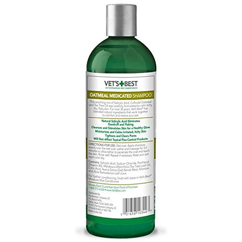 Vet's Best Medicated Oatmeal Shampoo for Dogs | Soothes Dog Dry Skin | Cleans, Moisturizes, and Conditions Skin and Coat | 16 Ounces - BeesActive Australia
