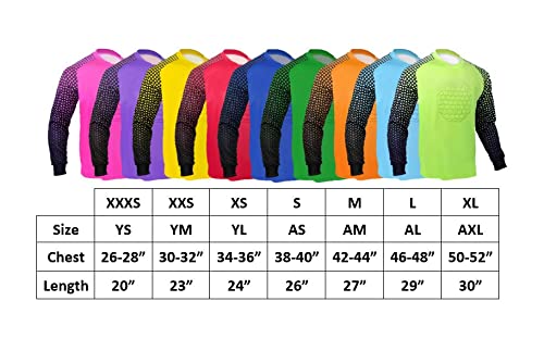 Total Soccer Factory Soccer Goalie Shirt, Padded Goalkeeper Jersey, Youth and Adult Sizes XX-Small Lime Green - BeesActive Australia