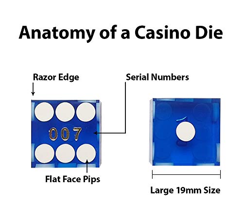 NANSUAO Grade AAA Casino Dice with Razor Sharp Edges and Matching Serialized Numbers Set of 5-for Game Such As Poker, Texas Hold'em, Blackjack Blue - BeesActive Australia