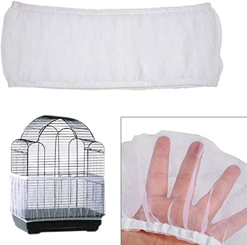 AYNEFY 4 Colors Bird Cage Skirt Large Size Ventilated Soft Nylon Bird Cage Cover Shell Seed Catcher Pet Products 52-98.4inch Circumference Mesh Pet Bird Cage Prevent Seeds from Falling White - BeesActive Australia
