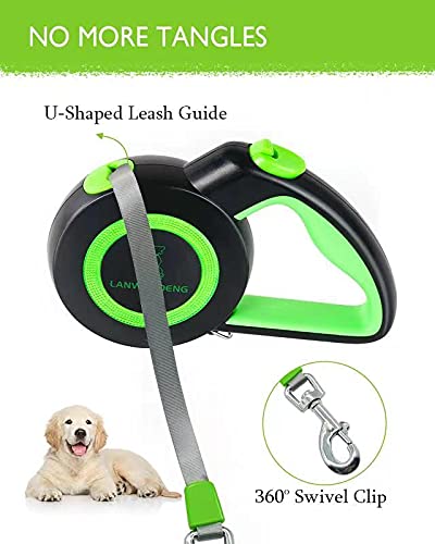 Chew Proof Retractable Dog Leash with 2 Heavy Duty Anti-Chewing Wire Ropes, 16FT Leashes 360 Tangle Free for 2 Dogs, Dual Dog Lead for Small/Medium/Large Dogs Medium Green - BeesActive Australia