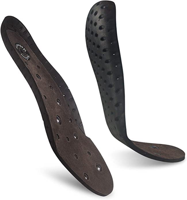 Sufoot Magnetic More Insoles Genuine Leather Acupressure Effect Reflexology Arch Support Insoles for Men Women- Suitable for Plantar Fasciitis Treatment (L: UK8-10 / EU42-44 / US9-11 M) L: UK8-10 / EU42-44 / US9-11 M - BeesActive Australia