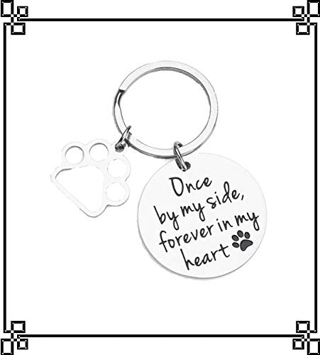 Pet Bereavement Memorial Remembrance Gift - Once by My Side Forever in My Heart Paw Prints Keychain Dog Cat Loss Gifts for Pet Owner Sympathy Gifts - BeesActive Australia