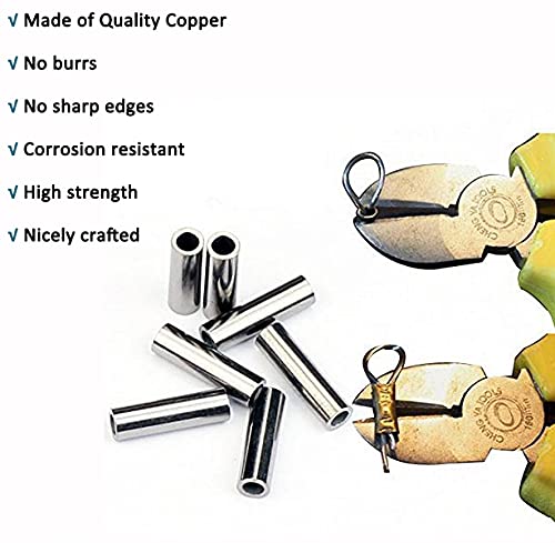 JSHANMEI Single Barrel Crimp Sleeves Copper Tube Fishing Line Crimping Loop Sleeves Cable Ferrule Wire Rope Connector Fishing Tackle Leader Rigging 300pcs kit(1.7mm-2.5mm) - BeesActive Australia