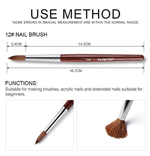 KADS Kolinsky Sable Pen Red Wood Acrylic Brush for Nail Art Nail Art Manicure Tool Acrylic Nail Brushes-12# size12 - BeesActive Australia