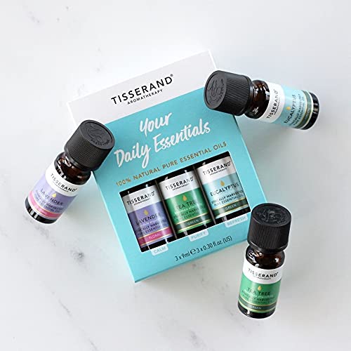 Tisserand Aromatherapy - Your Daily Essentials Kit - Lavender, Tea Tree and Eucalyptus - 100% Natural Pure Essential Oils - 3x10ml - BeesActive Australia