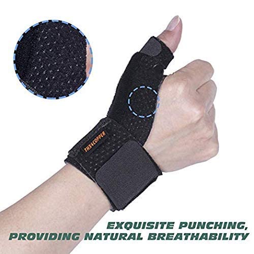 Thx4COPPER Compression Reversible Thumb & Wrist Stabilizer Splint for BlackBerry Thumb, Trigger Finger, Pain Relief, Arthritis, Tendonitis, Sprained, Carpal Tunnel, Stable, Lightweight, Breathable,S-M S-M - BeesActive Australia