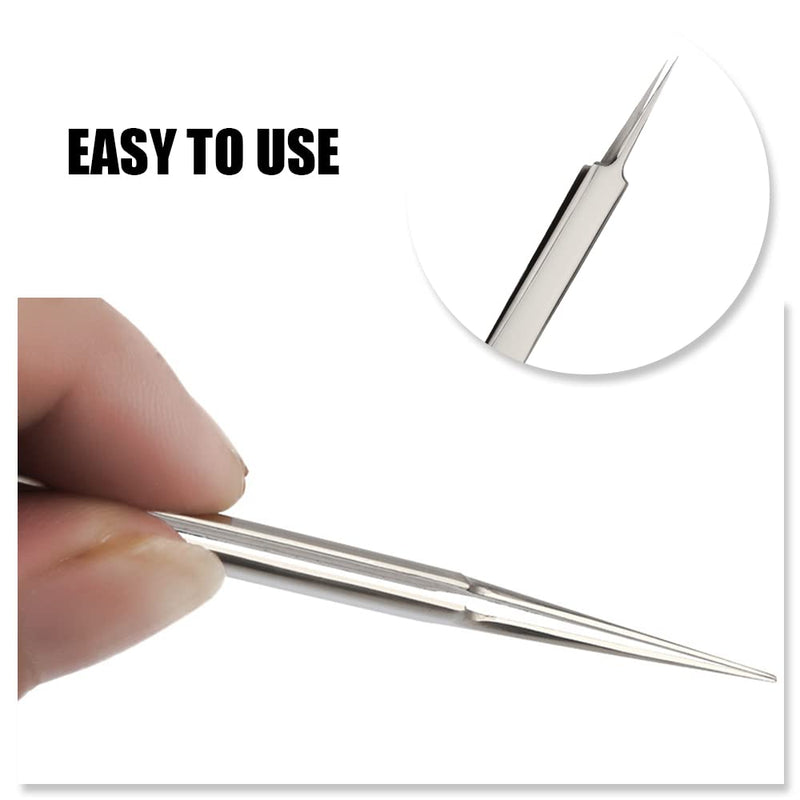 Professional Comedones Extractors Stainless Steel Ingrown Hair Tweezers Blackhead Remover Splinter Sharp Tip Tweezers for Acne (YunHe043) - BeesActive Australia