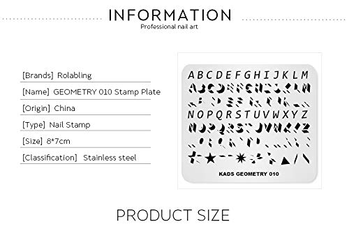 Nail Stamping Plate Fashion Geometry Words Letters Stars Patterns Theme Multi-Pattern Stamp Print Image Stamp Template Nail Art for Nail Design By Rolabling GE010 - BeesActive Australia