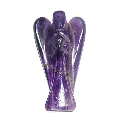 FASHIONZAADI Amethyst Carved Pocket Angel for Reiki Healing Statue Guardian Peace Figurine emf Protection Size - 2-2.5 Inch - BeesActive Australia