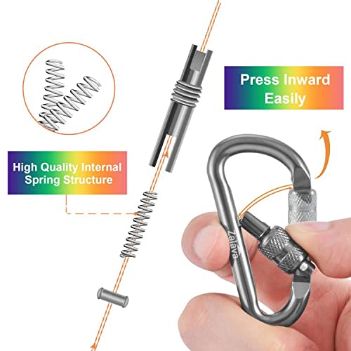 Zalava 6pcs 2”D-Clip Durable Locking Carabiner Keychain Clip,Keychain Clip Hook - BeesActive Australia