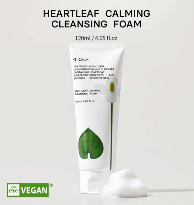 HUECALM Heartleaf Calming Cleansing Foam 4.05 Fl. Oz, Daily Mild Face Wash for Sensitive Skin, Vegan, Korean Skincare - BeesActive Australia