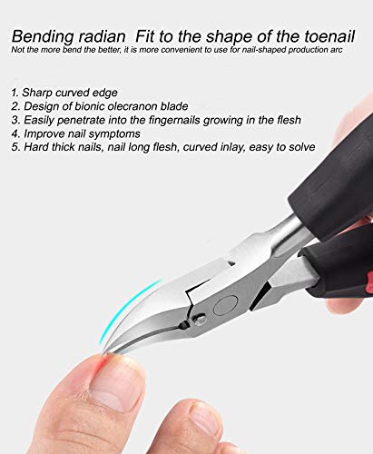 Ingrown Toenail Tool,Nail Clippers for Thick Nails,Ingrown Toenail Clippers,Toe Nail Clippers with Nail File and Portable 6-Piece Ear Spoon Suitable for All Men and Women (Red) RED - BeesActive Australia