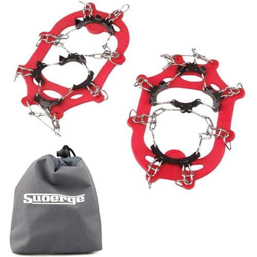 YOUFINE 11 Teeth Crampons Outdoor Anti Slip Shoes Cover Ice Claws with Stainless Steel Chain for Kids Children Teenagers, with Carry Bag for teenagers - BeesActive Australia