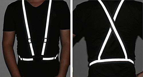 SGHVLU Running Reflective Vest 2 Pieces ElasticAdjustable ReflectiveVest with4 High-Visibility ReflectiveBelts Black - BeesActive Australia