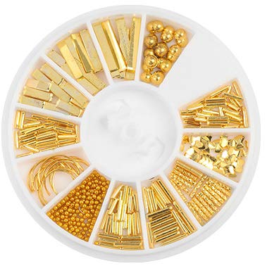 YesLady Nail Art Gold Metal Studs 3D DIY Punk Rivet Gems Manicure Beads Tips 10 Wheel Jewels Decoration - BeesActive Australia