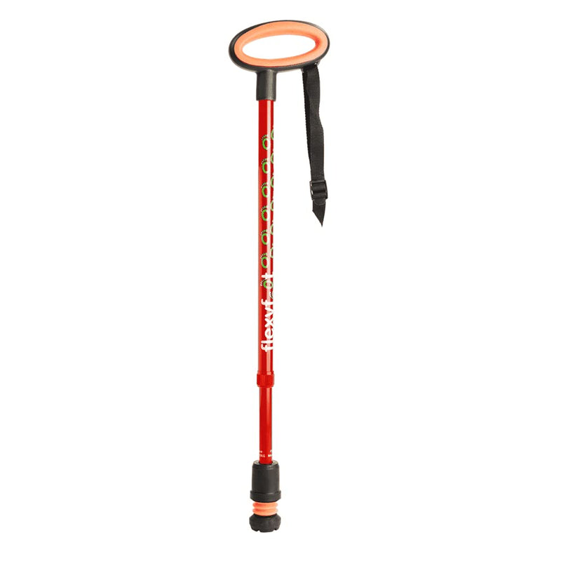 Flexyfoot Shock Absorbing Oval Handle Walking Stick - Improved Comfort, Improved Safety, Improved Grip – Colour: Red Single - BeesActive Australia