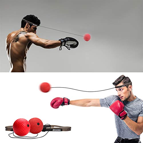 TOCO FREIDO Double End Punching Ball, Speed Bag with Difficulty Levels Boxing Reflex Ball with Headband, Perfect for Reaction, Agility, Punching Speed, Fight Skill and Hand Eye Coordination Training 2 reflex ball - BeesActive Australia