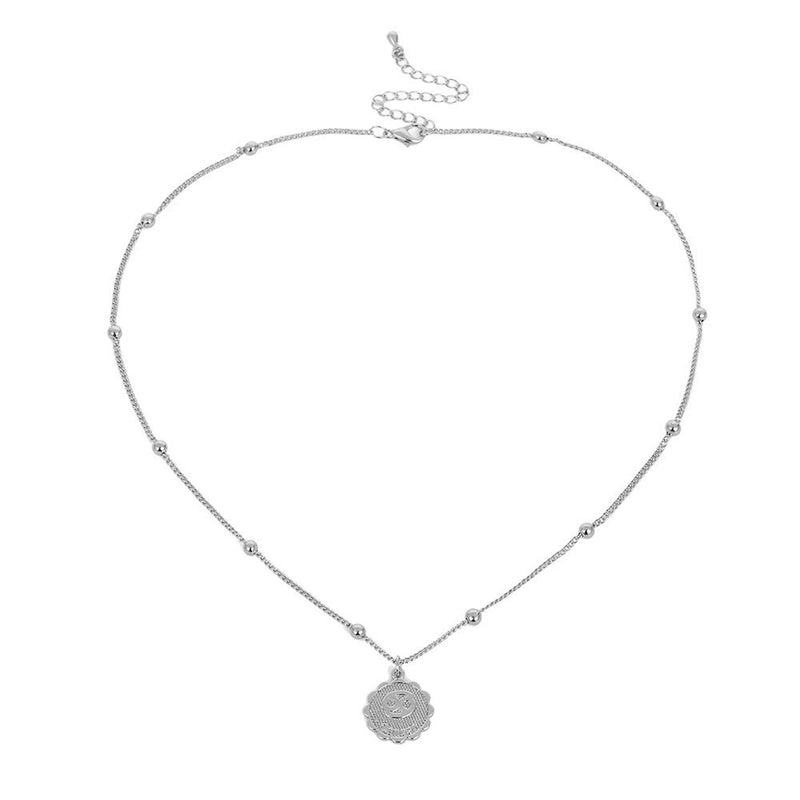 Aimimier Zodiac Sign Necklace with Engraved Coin Pendant Cancer Necklace Astrology Statement Jewelry Gift for Girlfriend Women (Silver) Silver - BeesActive Australia