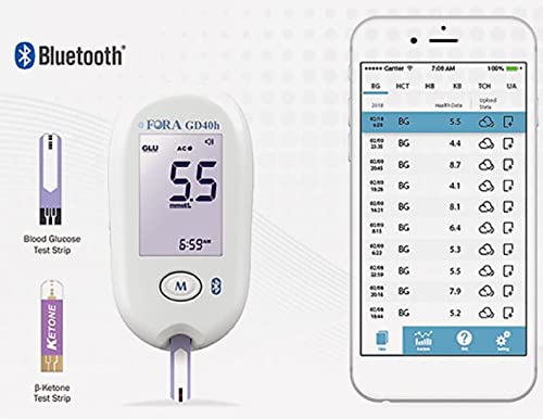 FORA Advanced Blood Sugar and Beta Ketone Diabetic Monitor with 10 Glucose strips Small - BeesActive Australia