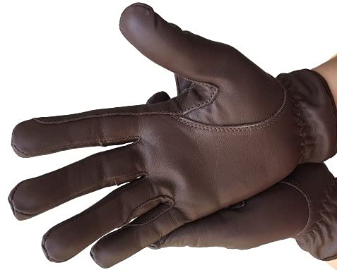 Horse Riding Men's Gloves All Leather 100% Real Leather TAN, Dark Brown & Black Premium Quality Gents Equestrian Gloves Large - BeesActive Australia