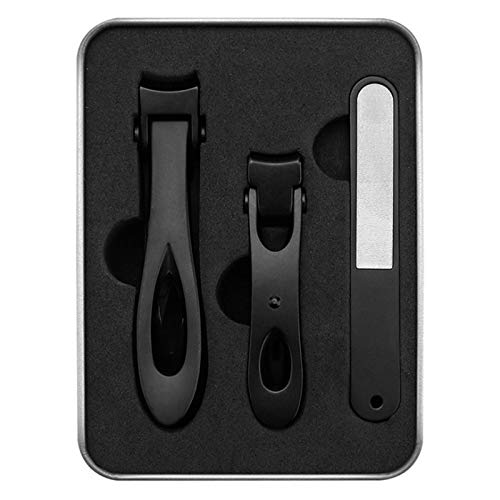 3 Pcs Stainless Steel Nail Clippers with File for Thick Nails, Ultra Wide Jaw Opening Nails Clipper Set Toenail Clippersfor Trimming and Grooming(Black). - BeesActive Australia