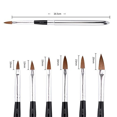 Yimart 6Pcs Acrylic Nail Art Brushes UV Gel Carved Carving Pen No. 2/4/6/8/10/12 - BeesActive Australia