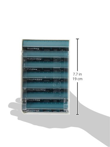 Anabox Weekly Pill Organiser, 7 Day Pill Box, Handy Organised Tablet Dispenser/Container, Blue, 19 x 12 x 5.4 cm - BeesActive Australia