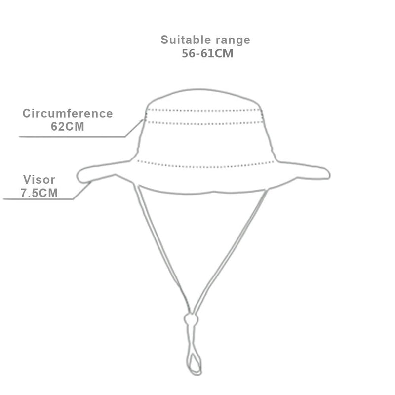 [AUSTRALIA] - EONPOW Windproof Fishing Hats UPF50+ UV Protection Sun Cap Outdoor Bucket Mesh Hat 56-61cm Grey 