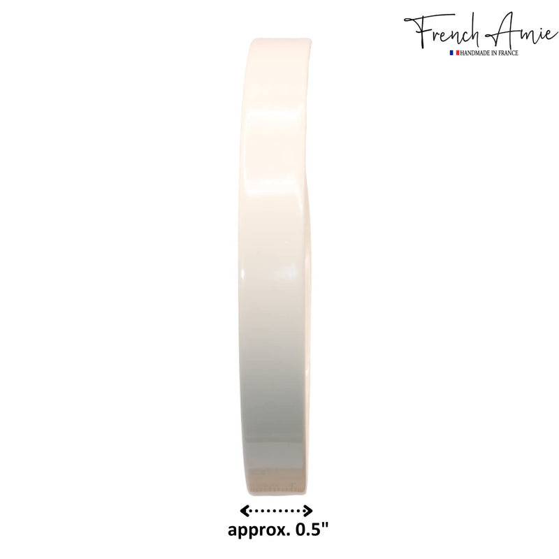 French Amie Wide 1/2" Celluloid Handmade Non Slip Grip Hair Headbands for Women, Made in France (Solid Ivory) Solid Ivory - BeesActive Australia