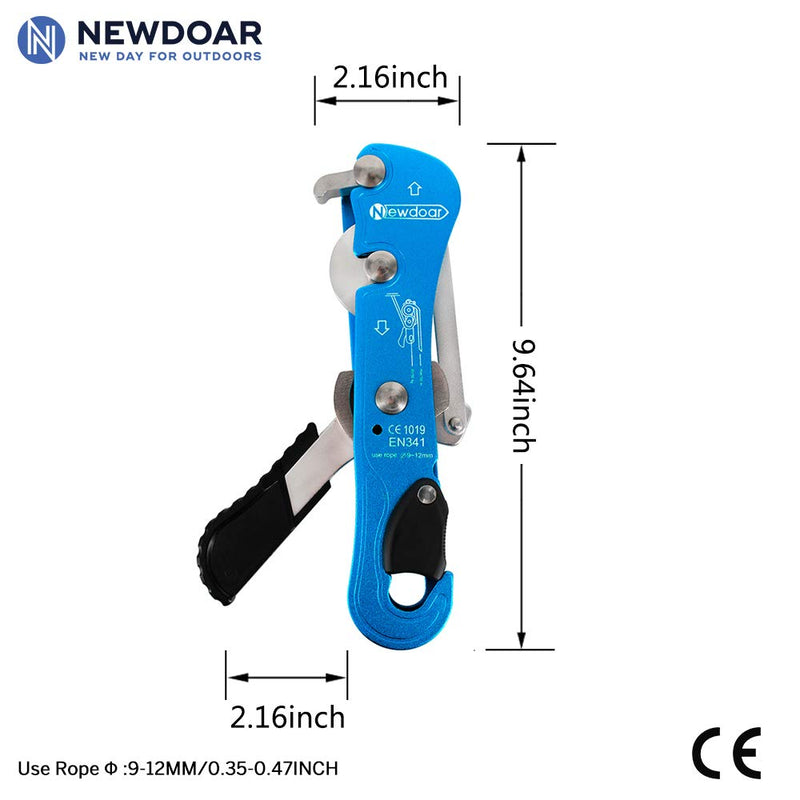 NewDoar Climbing Stop Descender Rappelling Belay for Ropes 9-12mm The Novices for Rescue & Arborist CE Certification Blue - BeesActive Australia