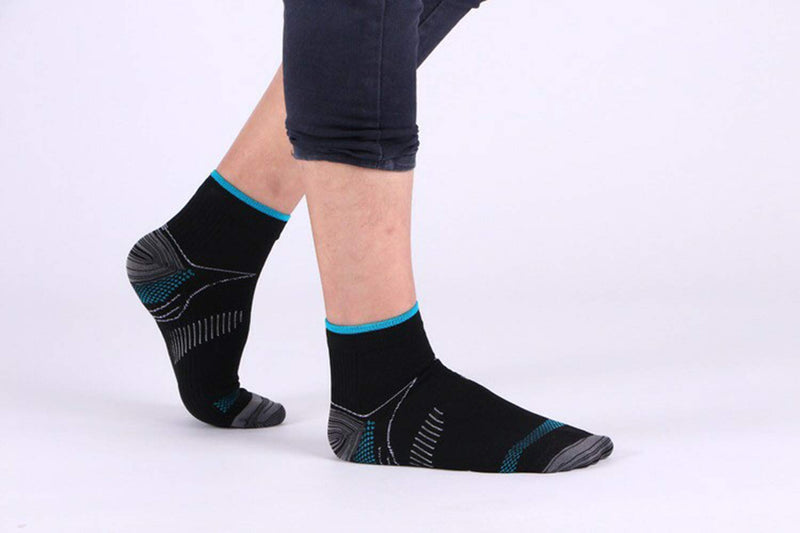 6 Pairs Johnda Compression Socks for Men and Women, Plantar Fasciitis Arch Support Foot Relieve Pain Supports Heel L-XL Black/Blue - BeesActive Australia