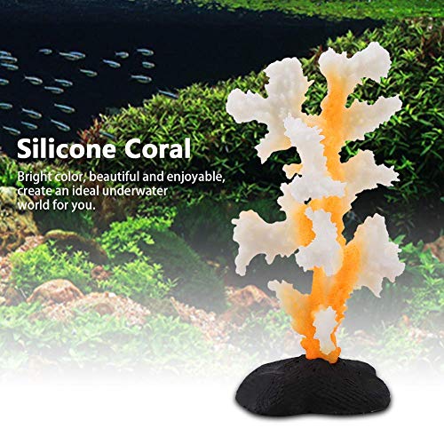 Hffheer Aquarium Artificial Coral, Fish Tank Artificial Coral Simulation Plant Luminous Silicone Coral for Fish Tank Landscape Decoration Aquarium Ornaments Yellow - BeesActive Australia
